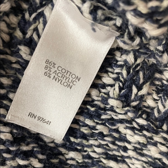 J. Jill Soft & Relaxed Cream, Navy & Light Blue Vertical Striped Texture Sweater - Picture 6 of 9